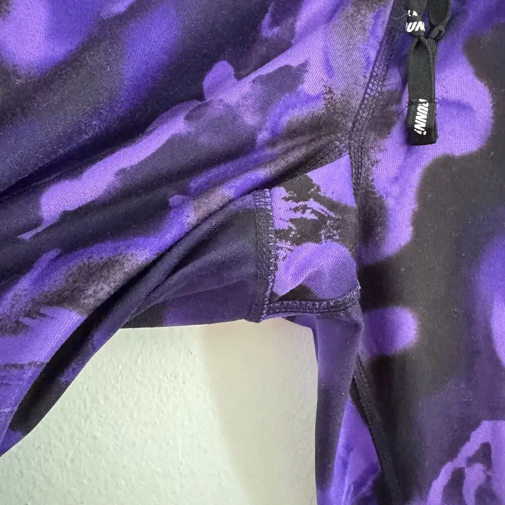 NIKE Running Purple Black Dri Fit Power Crop Tights $78 Leggings Capri Pocket S